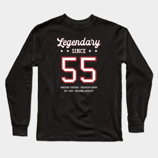 65th Birthday Gift Legendary Since 1955 Long Sleeve T-Shirt by Havous